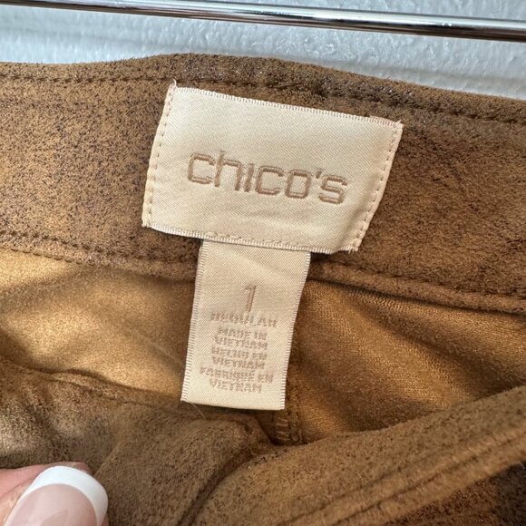 CHICO'S faux suede pull on pants size 1 or M/8 - Picture 5 of 6